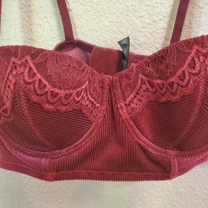 AdoreMe Red velvet Bra and panties set